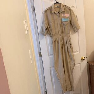 Women’s Vintage Two Potato Laguna Beach Tan Jumpsuit, Small/Medium - Made in USA